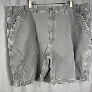 Carhartt Carpenter Shorts Mens 46x10‎ Gray Canvas Workwear Outdoor B147 FAT
